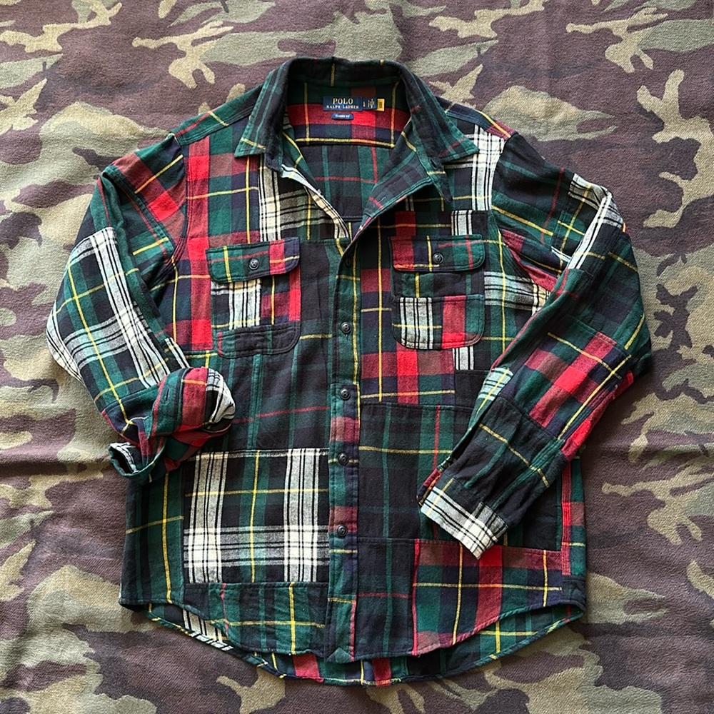 Polo Ralph Lauren patchwork plaid flannel shirt size L